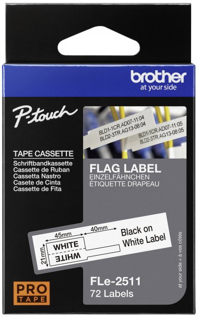 BROTHER  Etiquettes Noir sur blanc Original FLe-2511