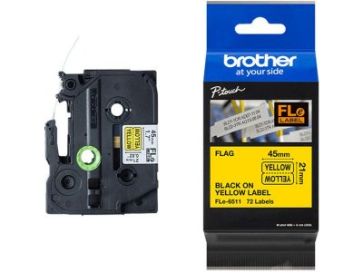 BROTHER  Etiquettes Noir sur jaune Original FLe-6511