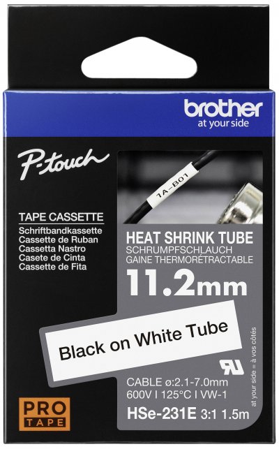 BROTHER  Gaine thermo-r&eacute;tractable HSE-231E - Noir sur blanc