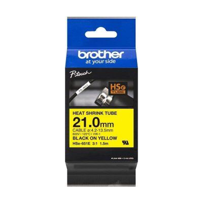 BROTHER  Gaine thermo-r&eacute;tractable HSE-651E - Noir sur jaune