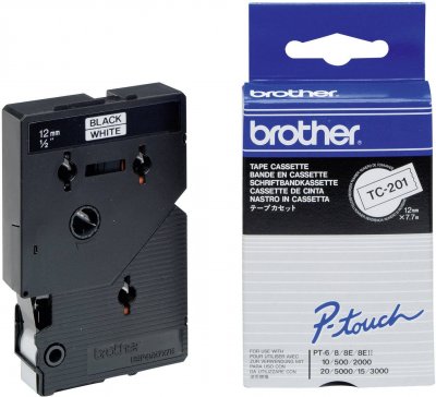 BROTHER  Ruban Noir sur blanc Original TC-201