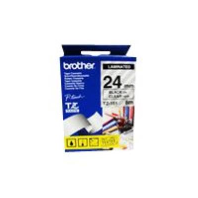 BROTHER  Ruban pour PTOUCH lamin&eacute; Noir/transparent 24mmx8m TZE151
