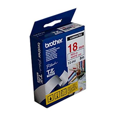 BROTHER  Ruban pour PTOUCH lamin&eacute; Rouge/Blanc 18mmx8m TZE242