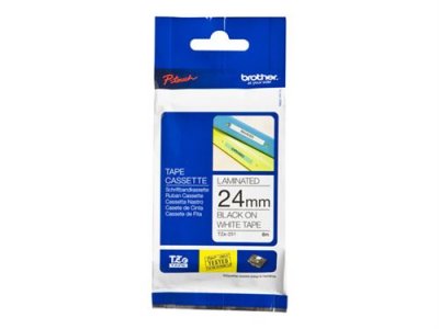 BROTHER  Ruban TZe-251 pour &eacute;tiqueteuse - 24 mm x 8 m - Noir sur Blanc