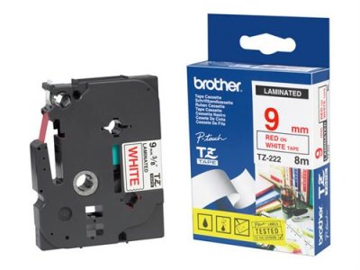 BROTHER  TZ-222 Ruban lamin&eacute; Rouge sur Blanc