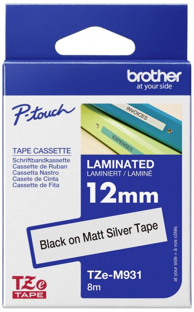 BROTHER  TZ-M931 Ruban Noir sur argent Original TZe-M931