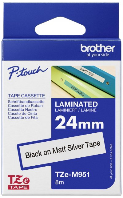 BROTHER  TZ-M951 Ruban Noir sur argent Original TZe-M951