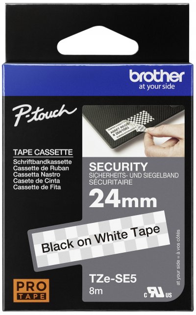 BROTHER  TZE-SE5 ruban d'&eacute;tiquette Noir sur blanc TZ/TZe