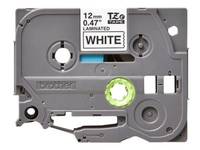 BROTHER  tze231 laminated tapes 12mm 8m black on white background