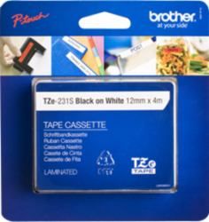 BROTHER  TZE231S Ruban cassette 12 mm x 4 m Blanc / Noir 1 rouleau