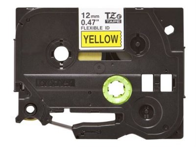 BROTHER  TZeFX621 Ruban d'&eacute;tiquettes plastifi&eacute;es flexibles - Texte noir sur fond jaune