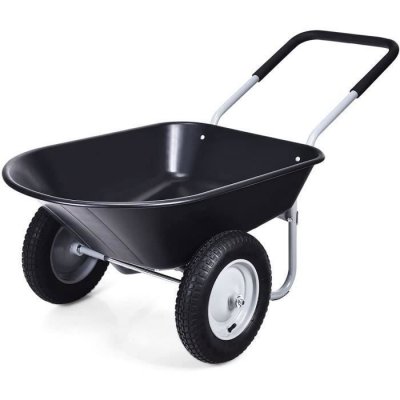 GOPLUS Brouette de jardin &agrave; 2 roues  charge max 100KG noir 