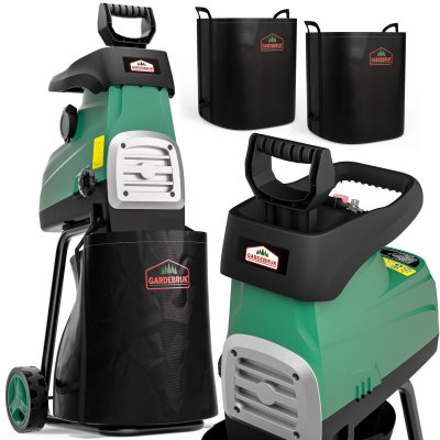GARDEBRUK Broyeur de v&eacute;g&eacute;taux &eacute;lectrique 3075W avec 2x sac 60L