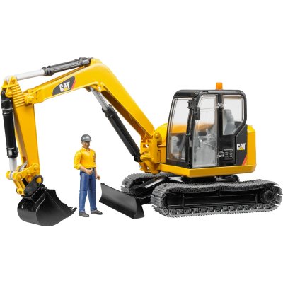 BRUDER  - 02466 - Mini pelleteuse CATERPILLAR Jaune avec personnage