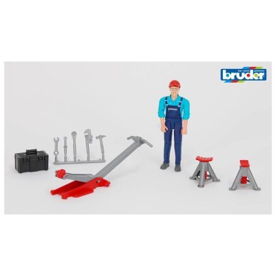 BRUDER  62100 Set m&eacute;canicien Bworld avec figurine et accessoires