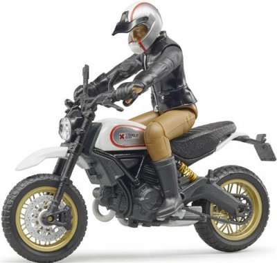 BRUDER  Moto Ducati Desert Sled Noire Et Blanche, Avec Motard