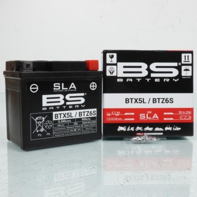 BS BATTERY  Batteries Motorrad 300670 BTX5L BTZ6S AGM SLA, noir