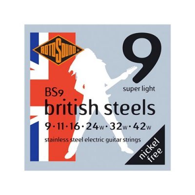 ROTOSOUND BS9 British steels - Jeu de cordes guitare &eacute;lectrique - 9-42