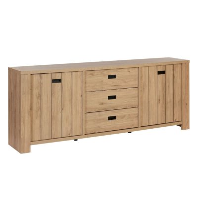 Buffet 2 porte 3 tiroirs aspect bois finition Castel Oak - ANATOLE -