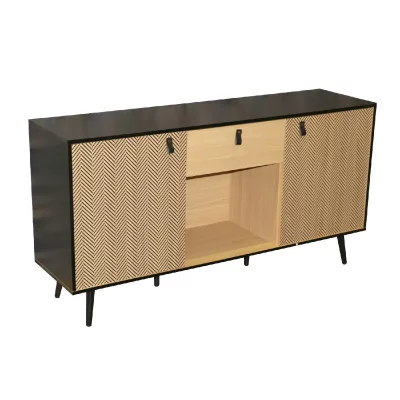 Buffet 2 portes avec motif chevron L150cm - marron
