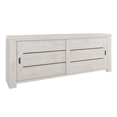 Buffet 2 Portes Coulissantes Finition Bois C&eacute;rus&eacute; Blanchi - Josie