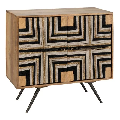 Buffet 2 Portes En Bois ""fils Tiss&eacute;s"" 92cm Multicolore