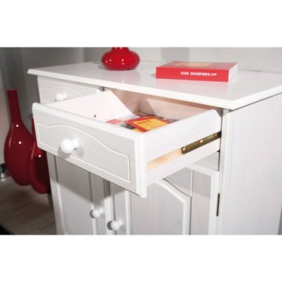 Buffet 2 portes et 2 tiroirs en pin massif blanc - RISOUL