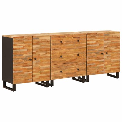 Buffet 3 Pcs Marron 60 X 33 X 75 Cm Bois De Mangue Massif Vidaxl