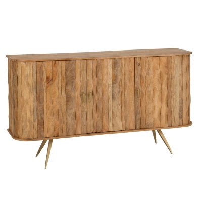 Buffet 3 Portes en Bois ""Curve"" 152cm Naturel