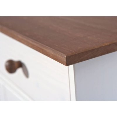 Buffet 3 tiroirs 3 portes WESTERLAND FSC en Bois Massif Blanc et S&eacute;pia