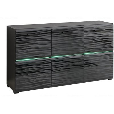 Buffet Bahut Ninja Neuf Effet 3D illumin&eacute; par LEDS Commode Noir