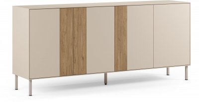 Buffet bas MARINA 4 portes AUCUNE cr&egrave;me ch&ecirc;ne mat 180 x 40 x 80