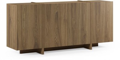 Buffet bas VOLIA AUCUNE 4 portes ch&ecirc;ne fonc&eacute; Japandi 180x40x79 cm