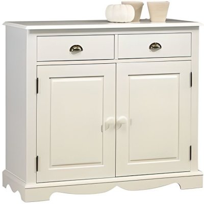 Buffet blanc 2 portes 2 tiroirs charme