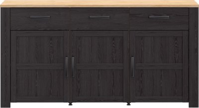 Buffet - Bohol - Noir - 3 Portes + 3 Tiroirs - 166,1 X 47 X 87 Cm