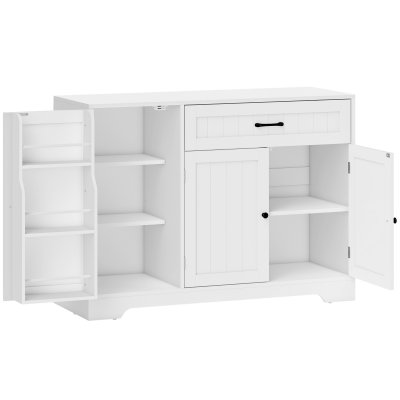 Buffet cuisine moderne rangement tiroir et &eacute;tag&egrave;res bois blanc
