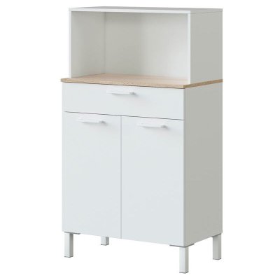 Buffet de cuisine &eacute;mile 2 portes et 1 tiroir l72 x h126cm - blanc / bois