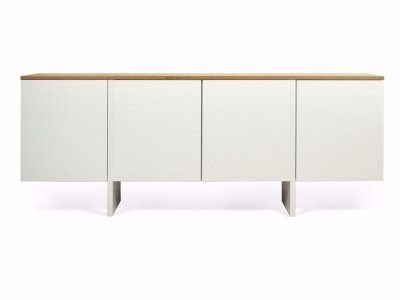 Buffet EDGE Blanc laqu&eacute; et placage noyer TEMAHOME