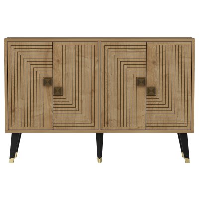 Buffet en bois Ahart - 120 x 30 x 80 cm - Ch&ecirc;ne Saphir Or