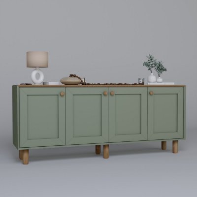 Buffet en bois Bohem - 180 x 40 x 75 cm - Vert