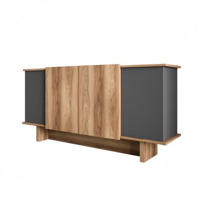 Buffet en bois ""Diana"" - 180 x 40 x 81 cm - Gris anthracite