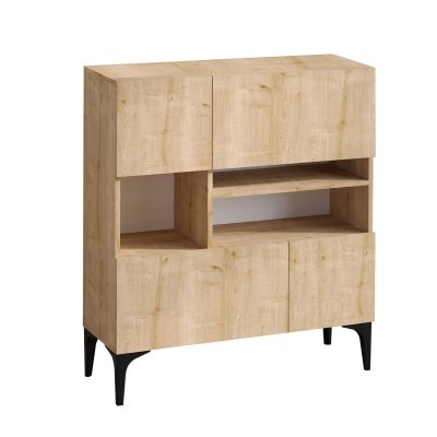 Buffet en bois Krista - 100 x 35 x 125 cm - Ch&ecirc;ne Saphir