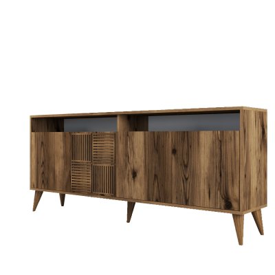 Buffet en bois ""Milan"" - 180 x 35 x 78 cm - Noyer