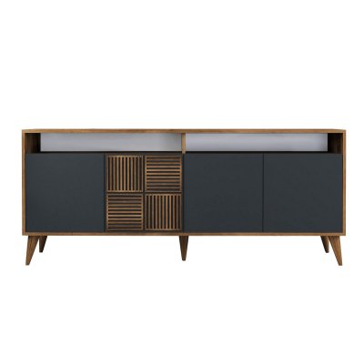 Buffet en bois ""Milan"" - 180 x 35 x 78 cm - Noyer Anthracite