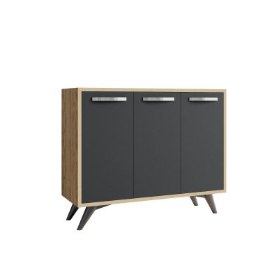 Buffet En Bois ""piffa"" - 100 X 35 X 82 Cm - Gris Anthracite