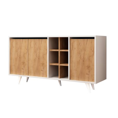 Buffet en bois ""Prava"" - 140 x 40 x 86 cm - Marron