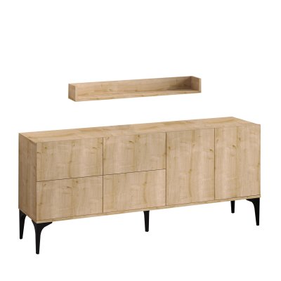 Buffet En Bois ""stella"" - 180 X 40 X 55 Cm - Ch&ecirc;ne Saphir