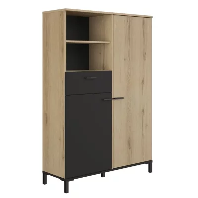 Buffet haut 2 portes/1 tirorir TRUST imitation ch&ecirc;ne/noir