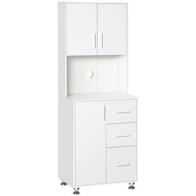 Buffet haut cuisine 3 portes 3 tiroirs panneaux de particules blanc