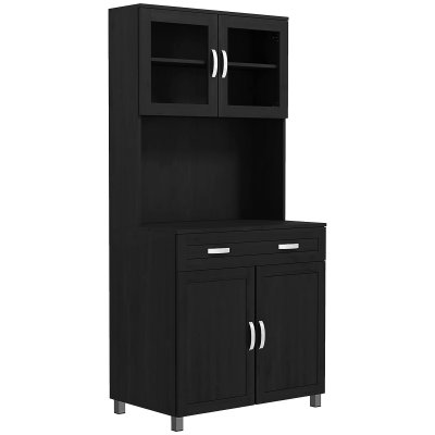 Buffet haut cuisine 4 portes tiroir mdf panneau de particules noir